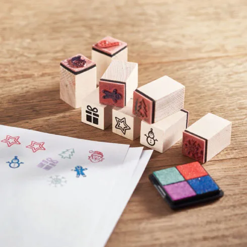 MA539 Set mit 8 Weihnachtsstempeln aus Holz – Bild 3